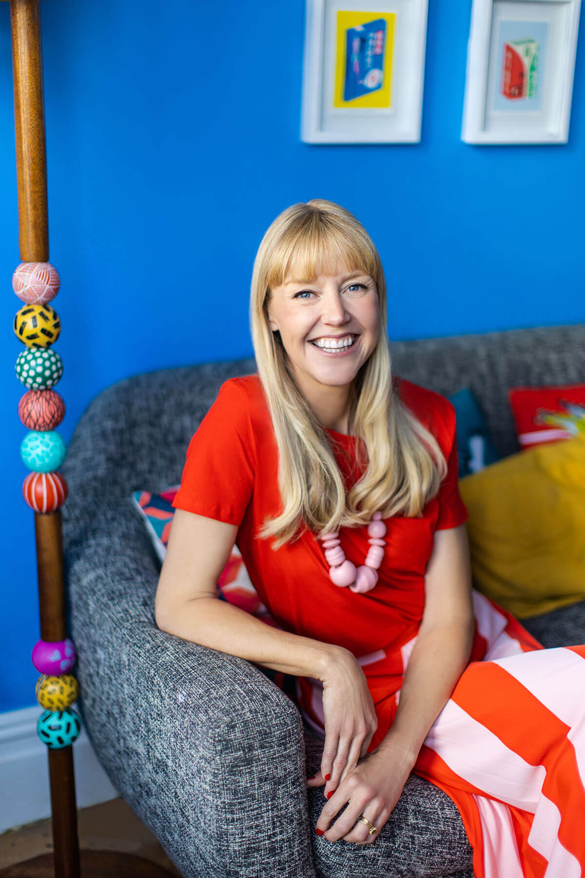 Lifestyle personal branding photoshoot in client's home by UK personal brand photographer, showing female entrepreneur in natural environment